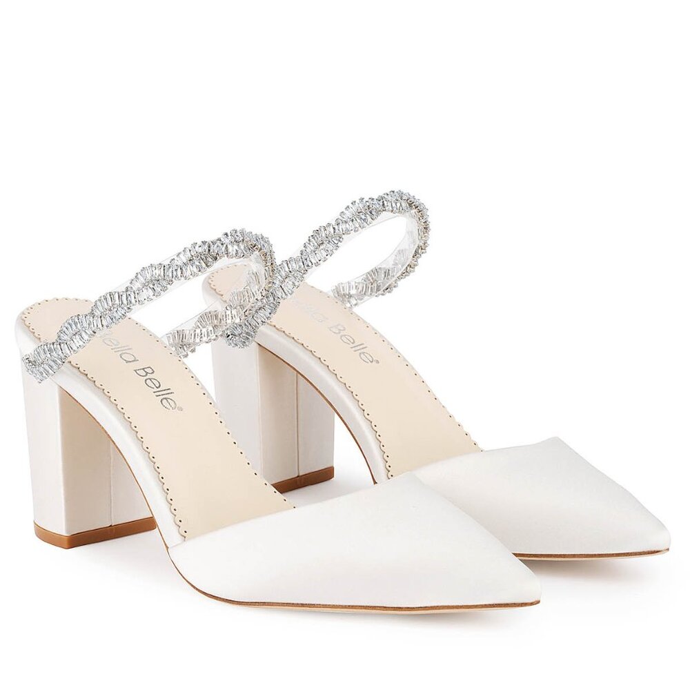 Bella Belle Weslyn Bridal Mules with Crystal Strap